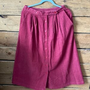 Northern Isles corduroy midi  button down skirt vintage size 12 mauve